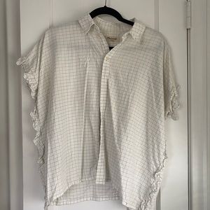 Madewell boxy button down blouse with ruffle side